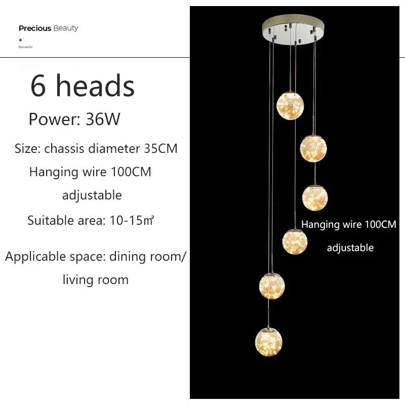 Modern LED Glass Chandelier Luxury Pendant Light 12 - 30 Heads - Hans Lumiere