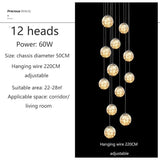 Modern LED Glass Chandelier Luxury Pendant Light 3 - 10 Heads - Hans Lumiere