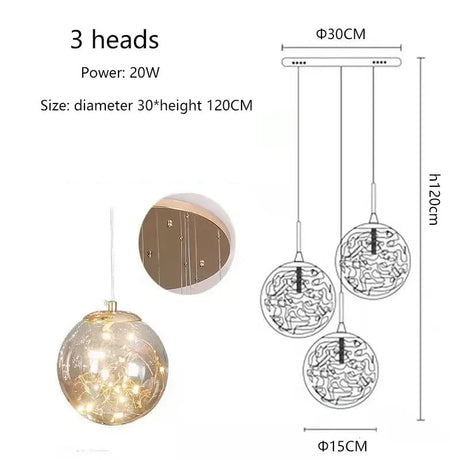 Modern LED Glass Chandelier Luxury Pendant Light 3 - 10 Heads - Hans Lumiere