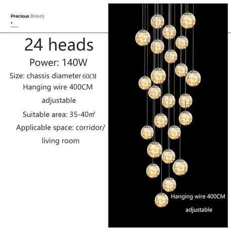 Modern LED Glass Chandelier Luxury Pendant Light 3 - 10 Heads - Hans Lumiere