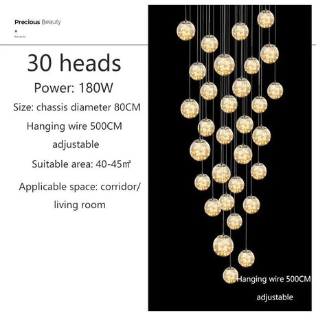Modern LED Glass Chandelier Luxury Pendant Light 3 - 10 Heads - Hans Lumiere