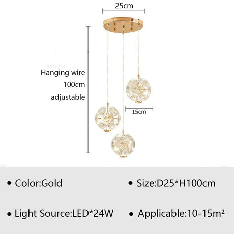 Modern LED Pendant Lamp Bedside Hanging Chandelier - Hans Lumiere