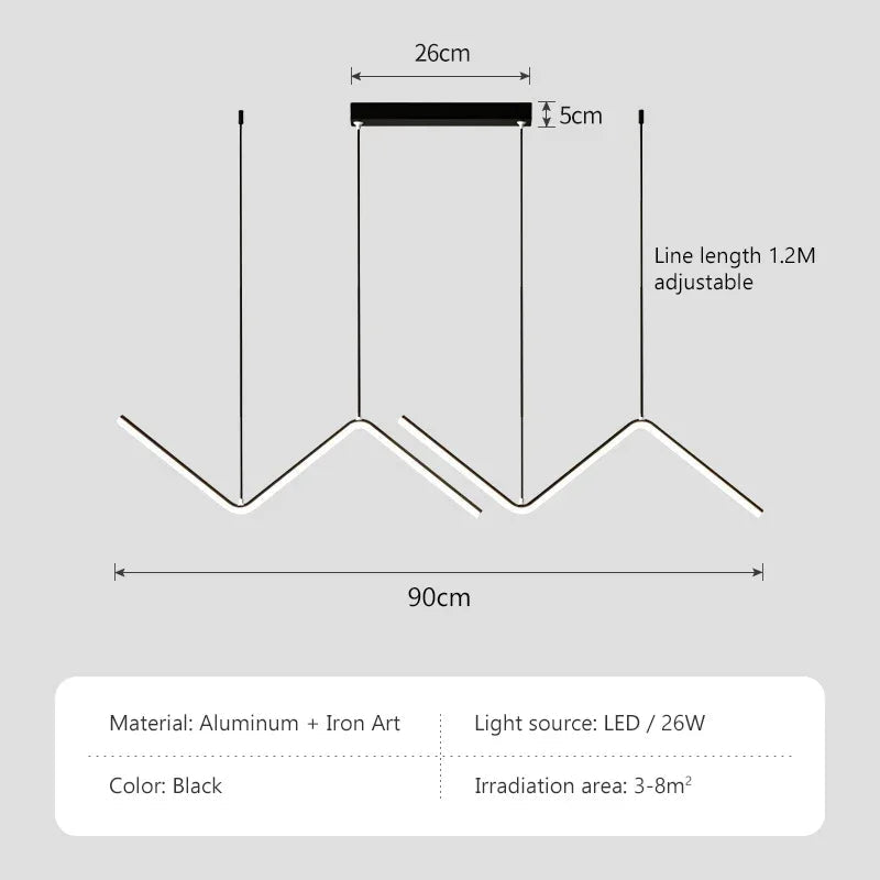 Modern LED Pendant Light Luxury Strip Lamp - Hans Lumiere