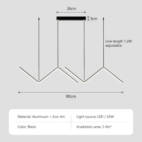 Modern LED Pendant Light Luxury Strip Lamp - Hans Lumiere
