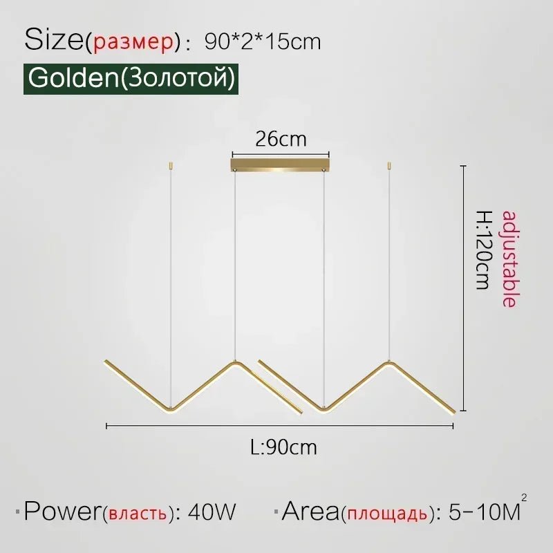 Modern LED Pendant Light Luxury Strip Lamp - Hans Lumiere