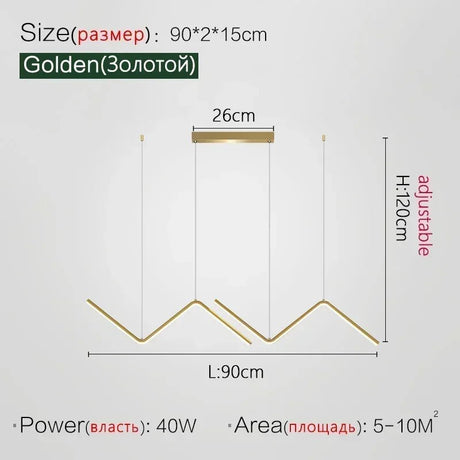 Modern LED Pendant Light Luxury Strip Lamp - Hans Lumiere