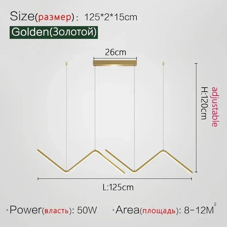 Modern LED Pendant Light Luxury Strip Lamp - Hans Lumiere
