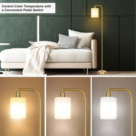 Modern LED Standing Reading Light With Glass Shade - Hans Lumiere