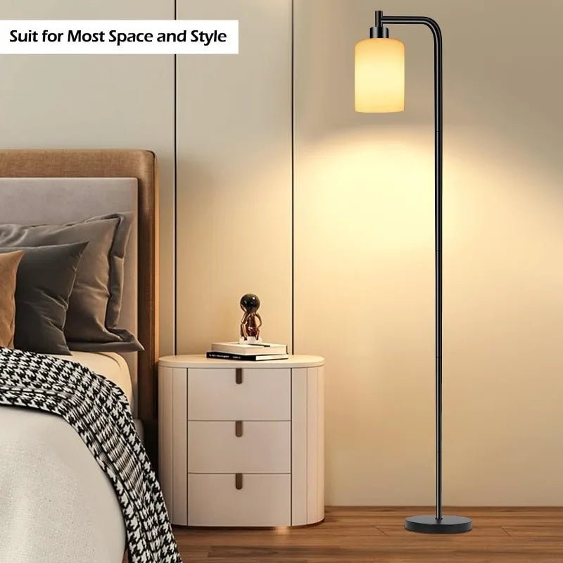Modern LED Standing Reading Light With Glass Shade - Hans Lumiere