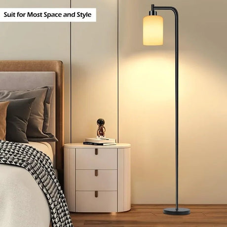 Modern LED Standing Reading Light With Glass Shade - Hans Lumiere