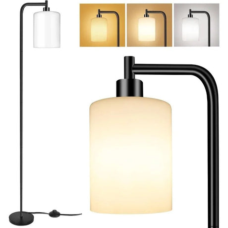 Modern LED Standing Reading Light With Glass Shade - Hans Lumiere
