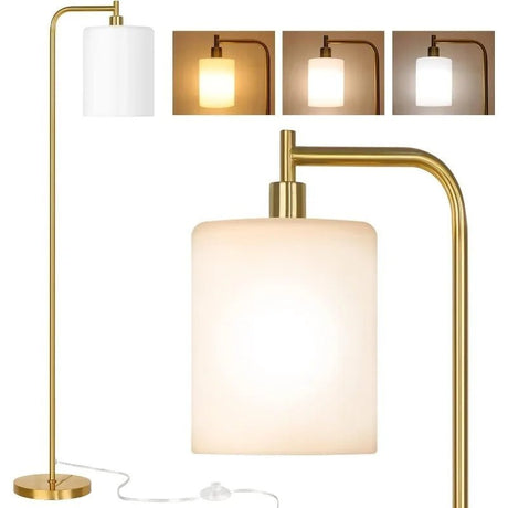 Modern LED Standing Reading Light With Glass Shade - Hans Lumiere