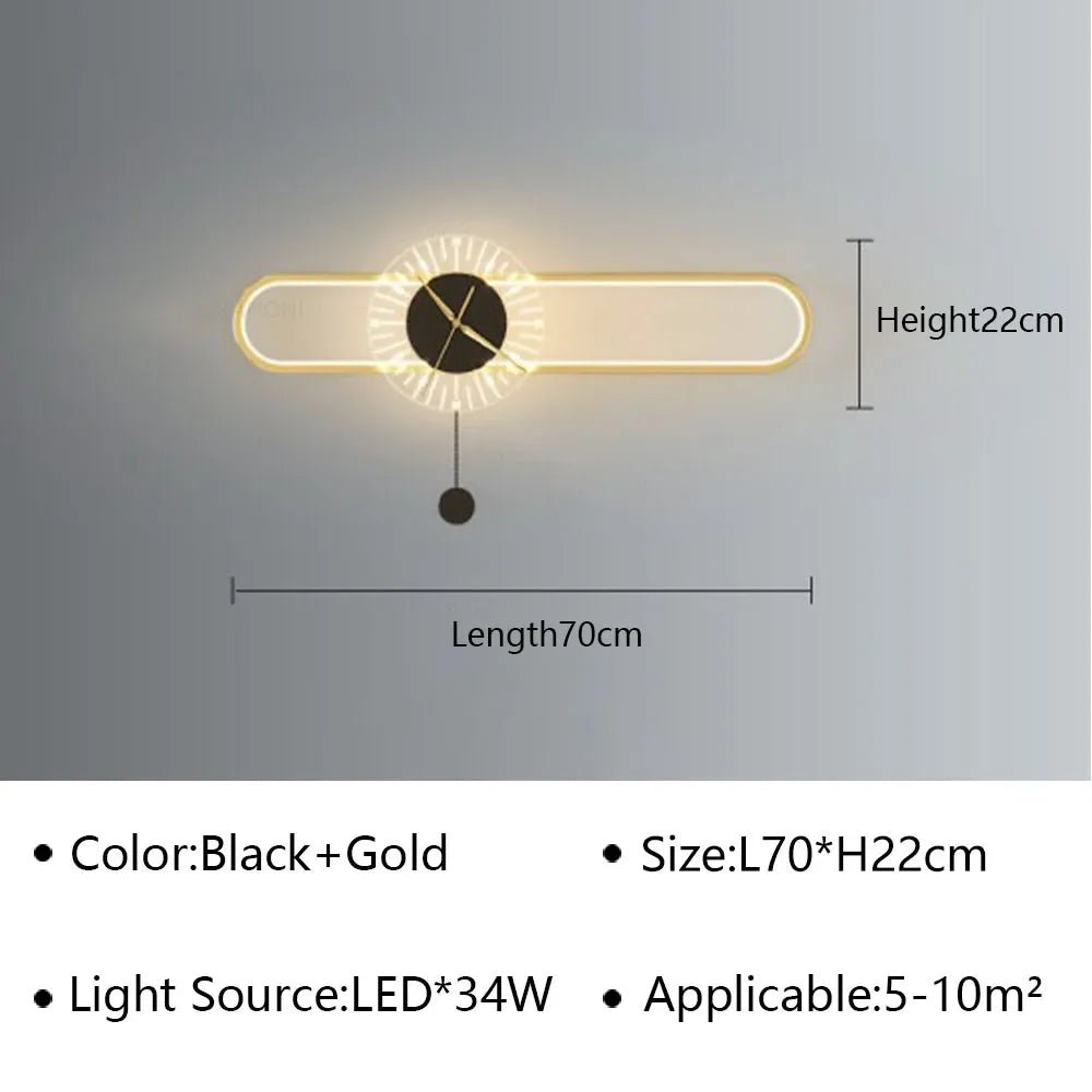Modern LED Wall Lamp Clock - Hans Lumiere