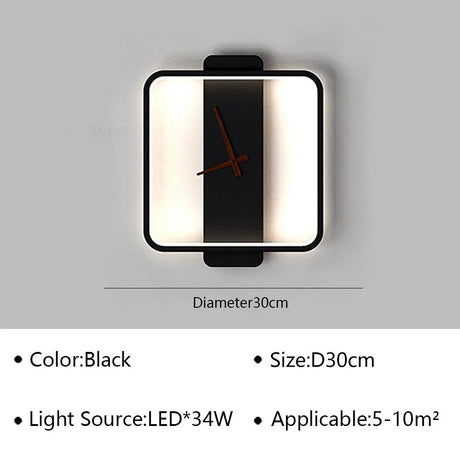 Modern LED Wall Lamp Clock - Hans Lumiere