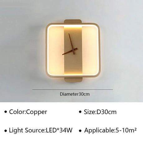 Modern LED Wall Lamp Clock - Hans Lumiere