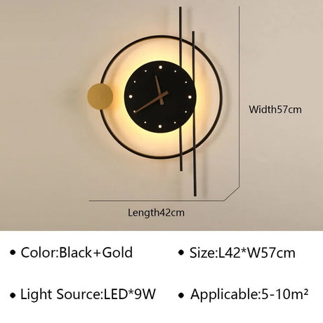 Modern LED Wall Lamp Clock - Hans Lumiere