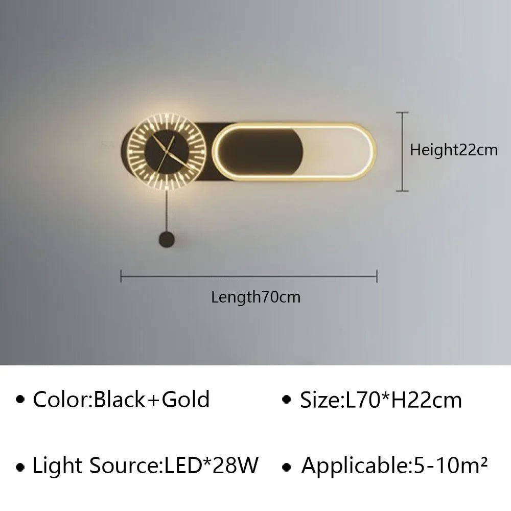 Modern LED Wall Lamp Clock - Hans Lumiere