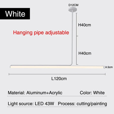Modern Long Tube Dimmable Black LED Pendant Light - Hans Lumiere
