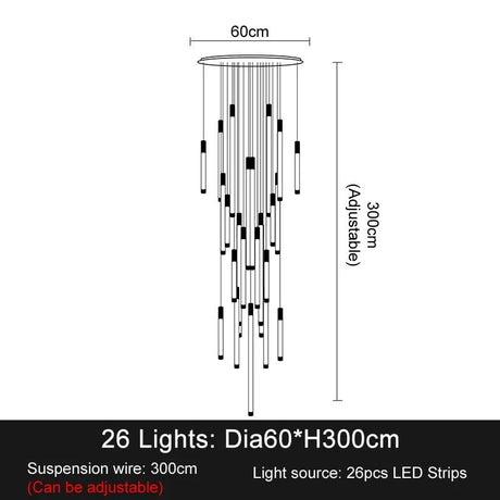 Modern Luxury Attic Staircase LED Chandeliers - Hans Lumiere