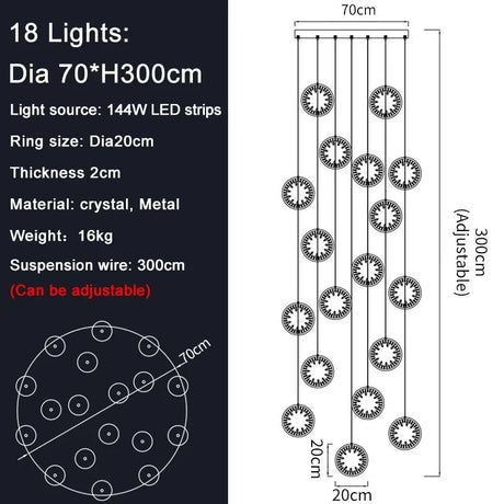 Modern Luxury Gold/Black Crystal LED Chandelier - Hans Lumiere