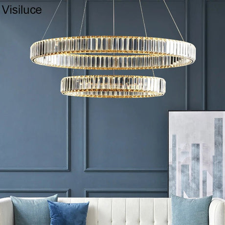Modern Luxury Golden Chrome LED Crystal Chandelier - Hans Lumiere