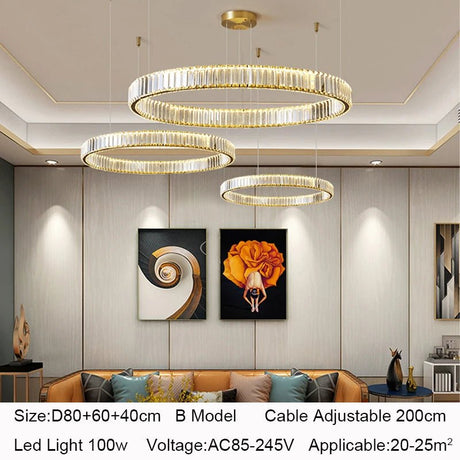 Modern Luxury Golden Chrome LED Crystal Chandelier - Hans Lumiere