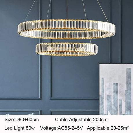 Modern Luxury Golden Chrome LED Crystal Chandelier - Hans Lumiere