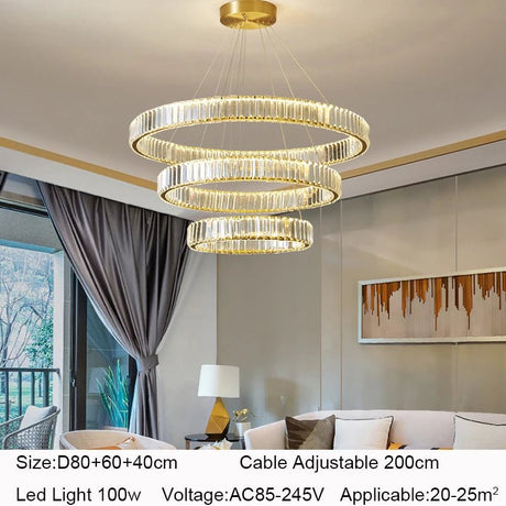 Modern Luxury Golden Chrome LED Crystal Chandelier - Hans Lumiere