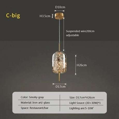 Modern Luxury Nordic Glass LED Pendant Light – Gold & Grey Chandelier for Dining Room - Hans Lumiere