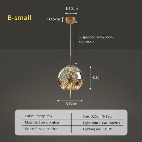 Modern Luxury Nordic Glass LED Pendant Light – Gold & Grey Chandelier for Dining Room - Hans Lumiere