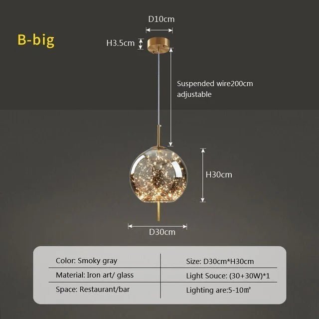 Modern Luxury Nordic Glass LED Pendant Light – Gold & Grey Chandelier for Dining Room - Hans Lumiere