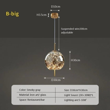 Modern Luxury Nordic Glass LED Pendant Light – Gold & Grey Chandelier for Dining Room - Hans Lumiere