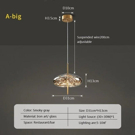 Modern Luxury Nordic Glass LED Pendant Light – Gold & Grey Chandelier for Dining Room - Hans Lumiere