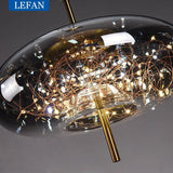 Modern Luxury Nordic Glass LED Pendant Light – Gold & Grey Chandelier for Dining Room - Hans Lumiere