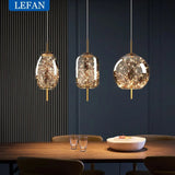 Modern Luxury Nordic Glass LED Pendant Light – Gold & Grey Chandelier for Dining Room - Hans Lumiere