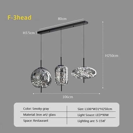 Modern Luxury Nordic Glass LED Pendant Light – Gold & Grey Chandelier for Dining Room - Hans Lumiere