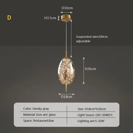 Modern Luxury Nordic Glass LED Pendant Light – Gold & Grey Chandelier for Dining Room - Hans Lumiere