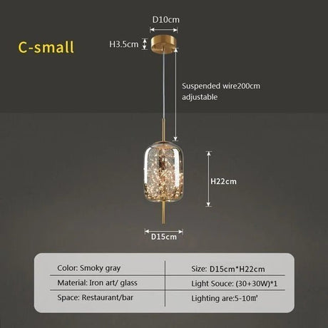 Modern Luxury Nordic Glass LED Pendant Light – Gold & Grey Chandelier for Dining Room - Hans Lumiere