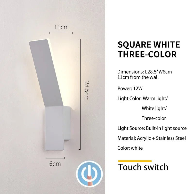 Modern Minimalist LED Bedside Wall Sconce - Plexiglass Accent Light - Hans Lumiere