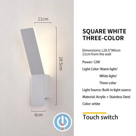Modern Minimalist LED Bedside Wall Sconce - Plexiglass Accent Light - Hans Lumiere