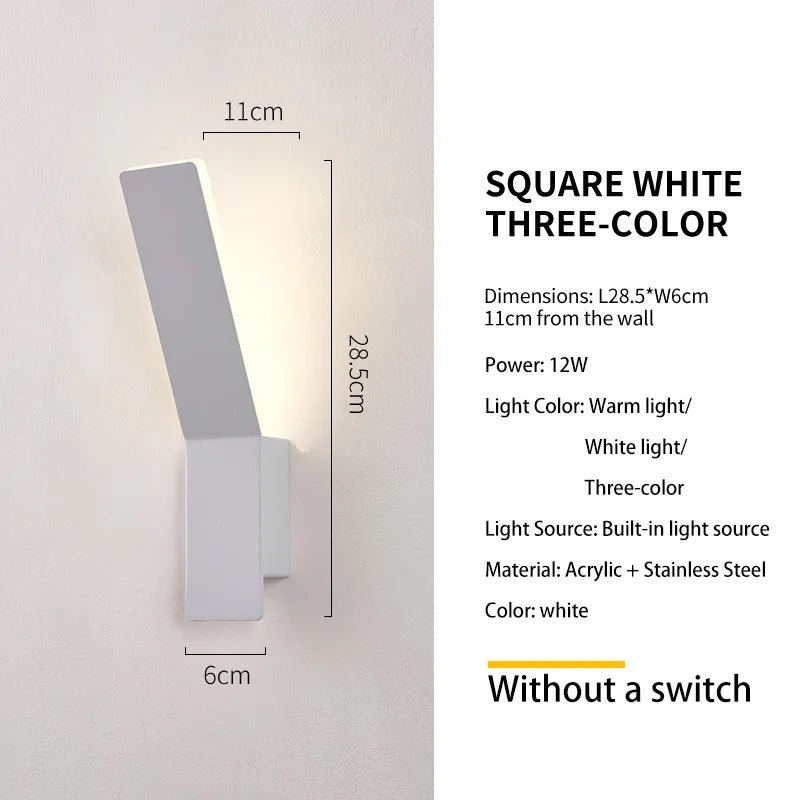 Modern Minimalist LED Bedside Wall Sconce - Plexiglass Accent Light - Hans Lumiere