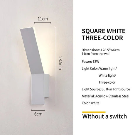 Modern Minimalist LED Bedside Wall Sconce - Plexiglass Accent Light - Hans Lumiere