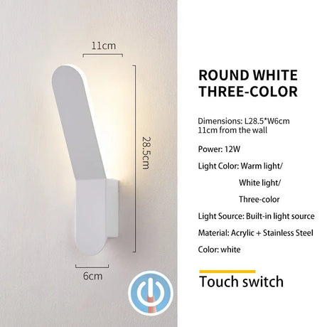 Modern Minimalist LED Bedside Wall Sconce - Plexiglass Accent Light - Hans Lumiere