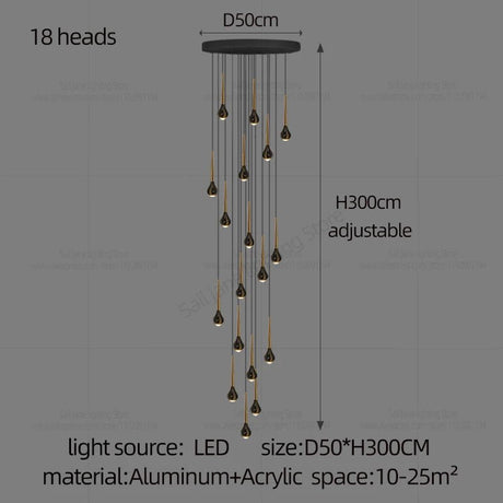 Modern Minimalist Staircase LED Chandelier - Hans Lumiere