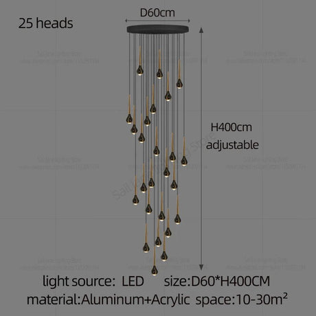 Modern Minimalist Staircase LED Chandelier - Hans Lumiere