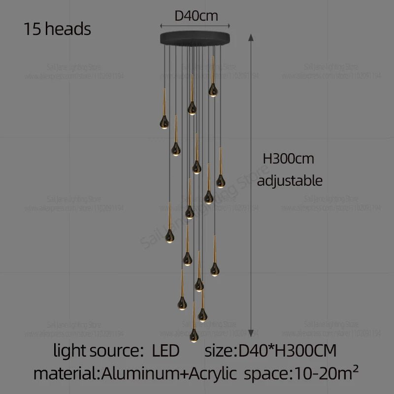 Modern Minimalist Staircase LED Chandelier - Hans Lumiere