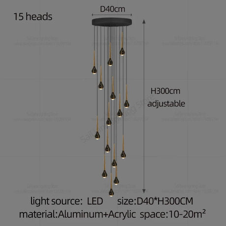 Modern Minimalist Staircase LED Chandelier - Hans Lumiere