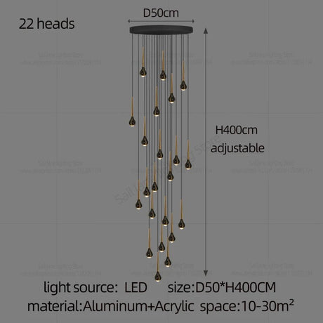 Modern Minimalist Staircase LED Chandelier - Hans Lumiere