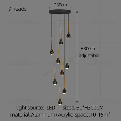 Modern Minimalist Staircase LED Chandelier - Hans Lumiere