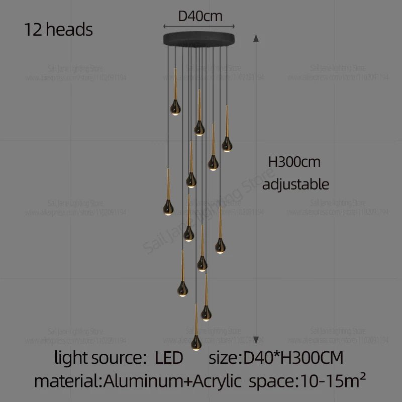 Modern Minimalist Staircase LED Chandelier - Hans Lumiere